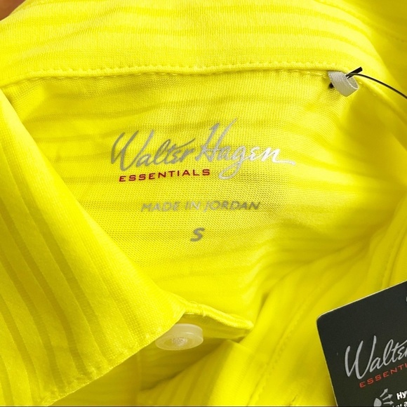 Walter Hagen Essentials Texture Stripe Golf Polo Lemon Fizz Men’s Small New - Picture 4 of 8